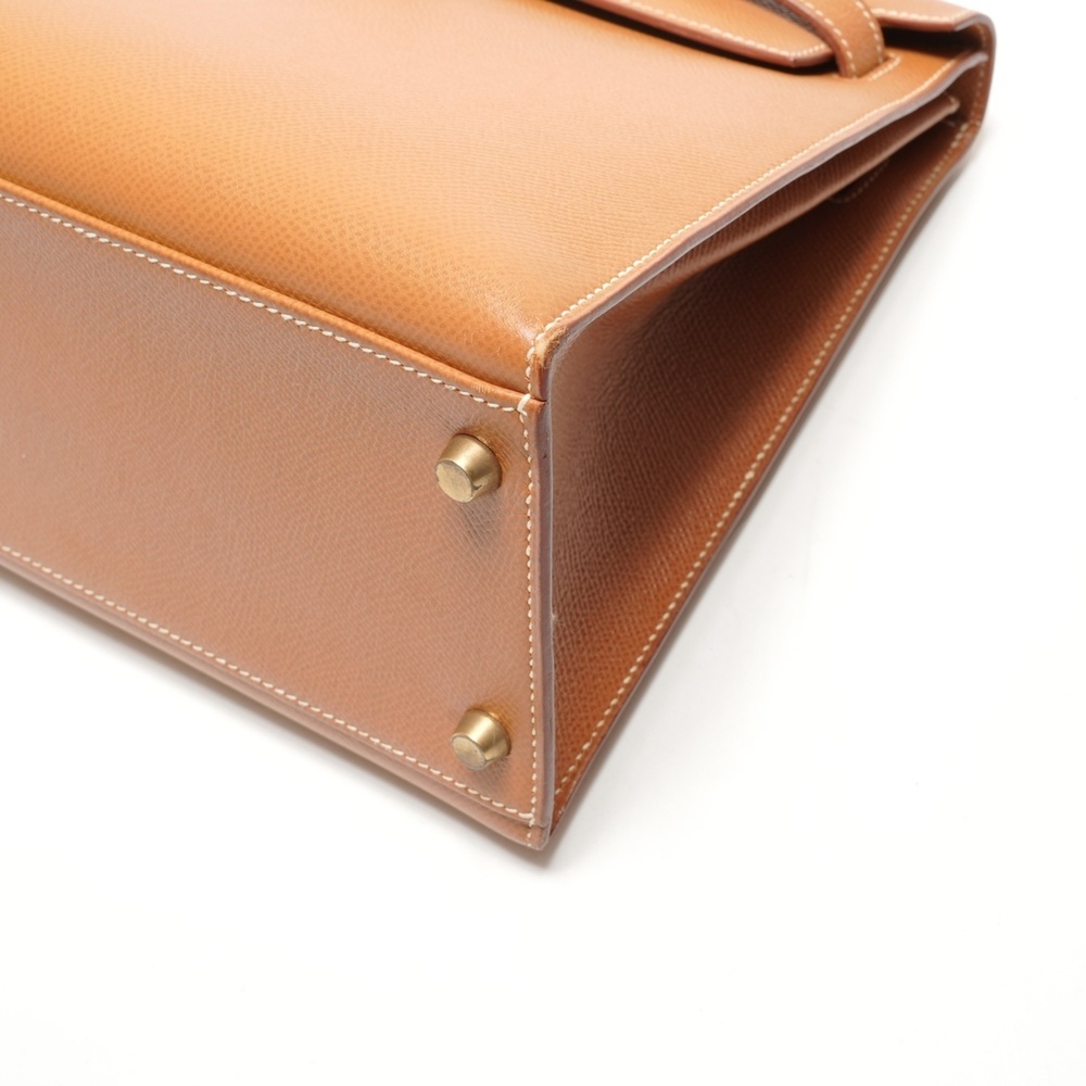 Hermes Kelly 32 2020, Y stamp, gold courchevel leather handbag, brown. - Picture 6 of 14